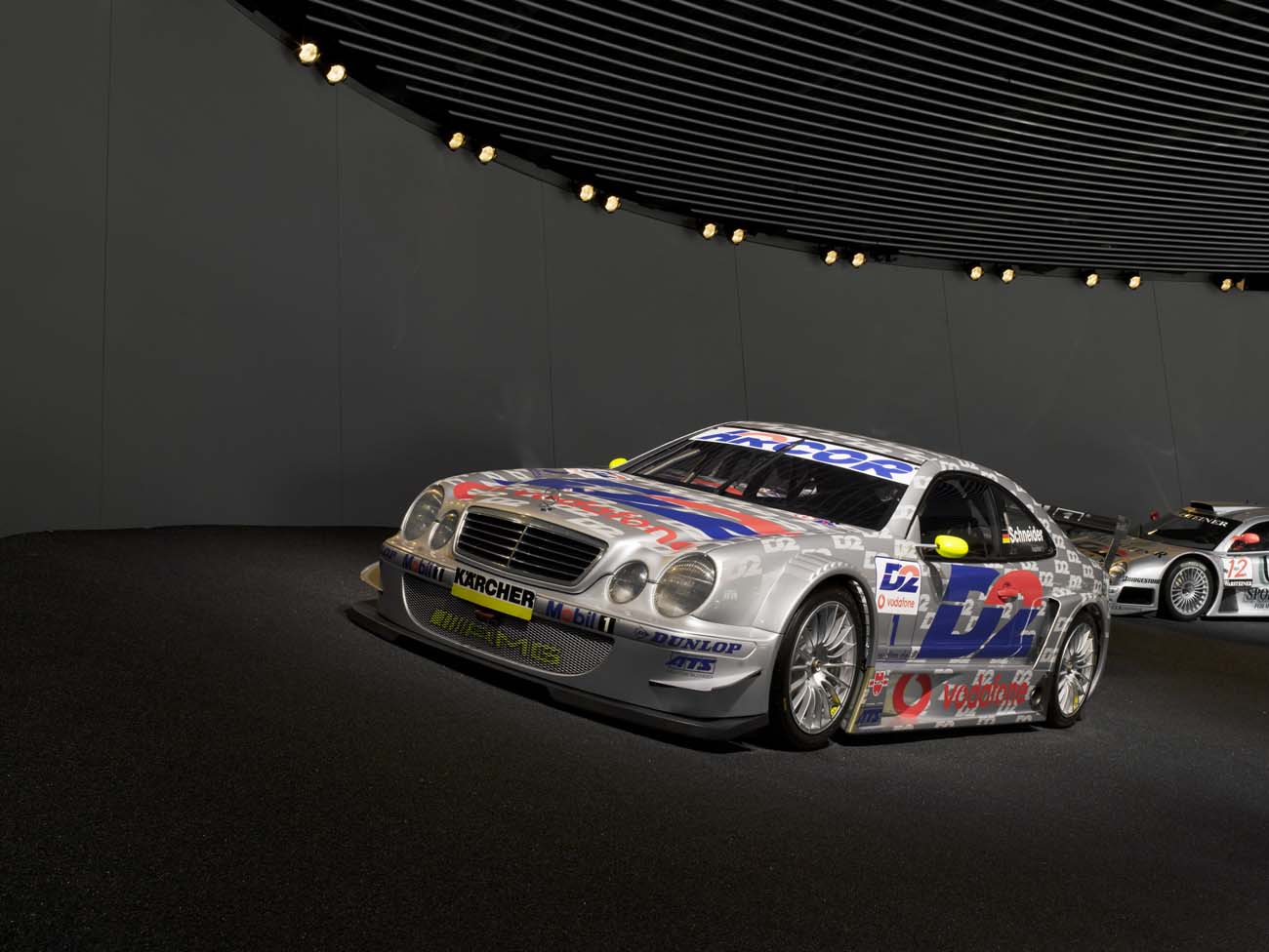 AMG-Mercedes CLK DTM driven by Bernd Schneider at the Mercedes-Benz Museum. Legend Room 7: Silver Arrows – Races and Records.