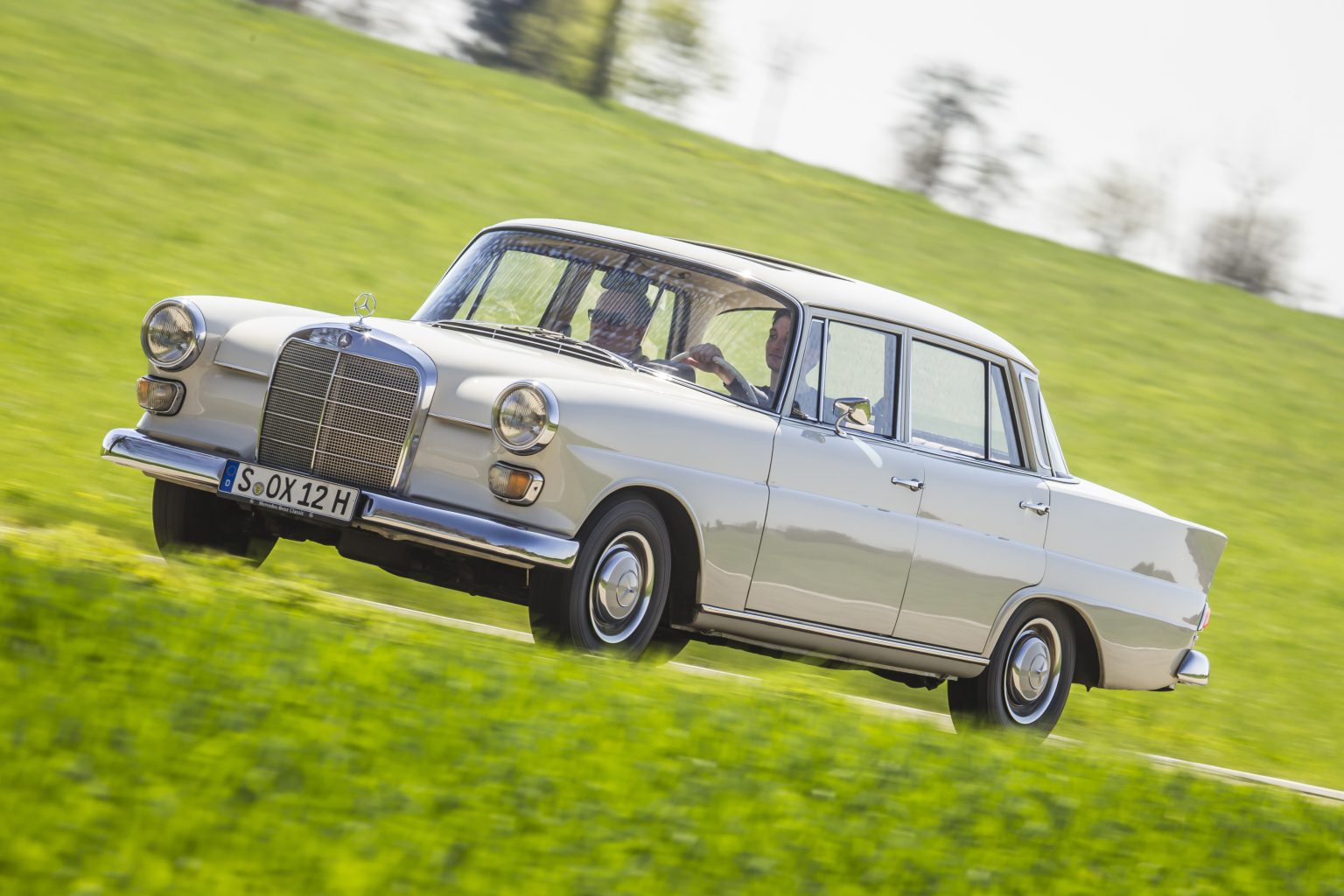 Mercedes-Benz 200 Fintail W 110. Moving vehicle. Photo from the Mercedes-Benz Classic Insight “History of the E-Class” from 19 to 22 April 2016.