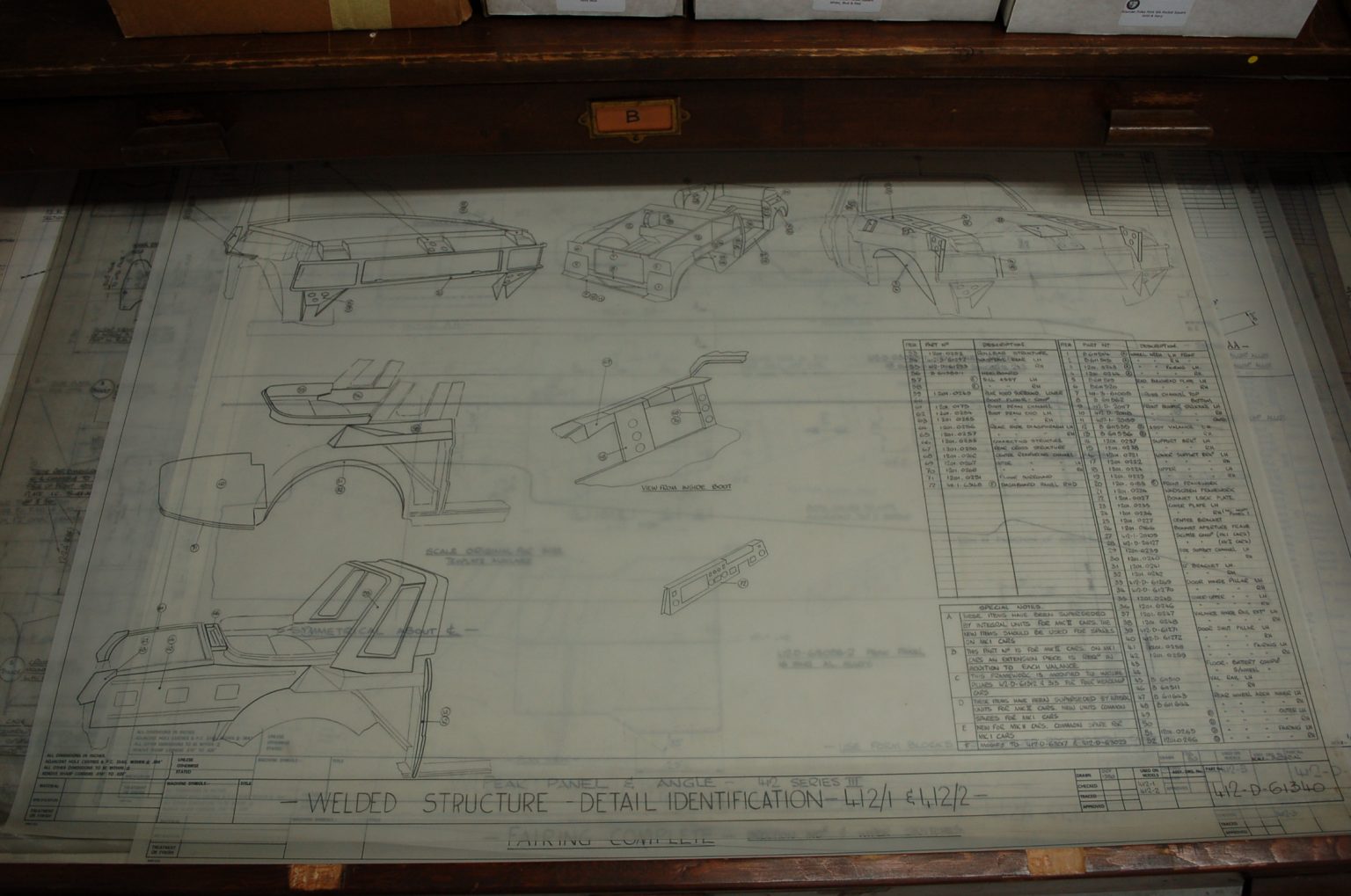 Drawings from the complete library of design drawings from the production history of Bristol Cars