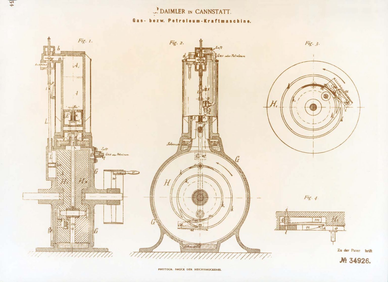 Drawing of the fast-running gas/petroleum engine