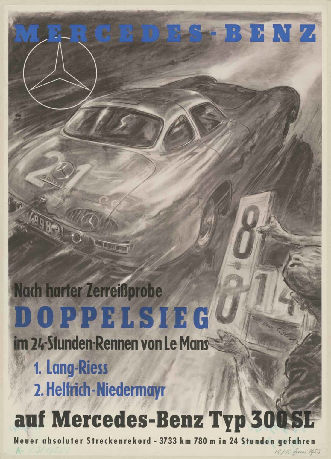 Mercedes-Benz 300 SL (W 194) 24 Hours of Le Mans Victory Poster