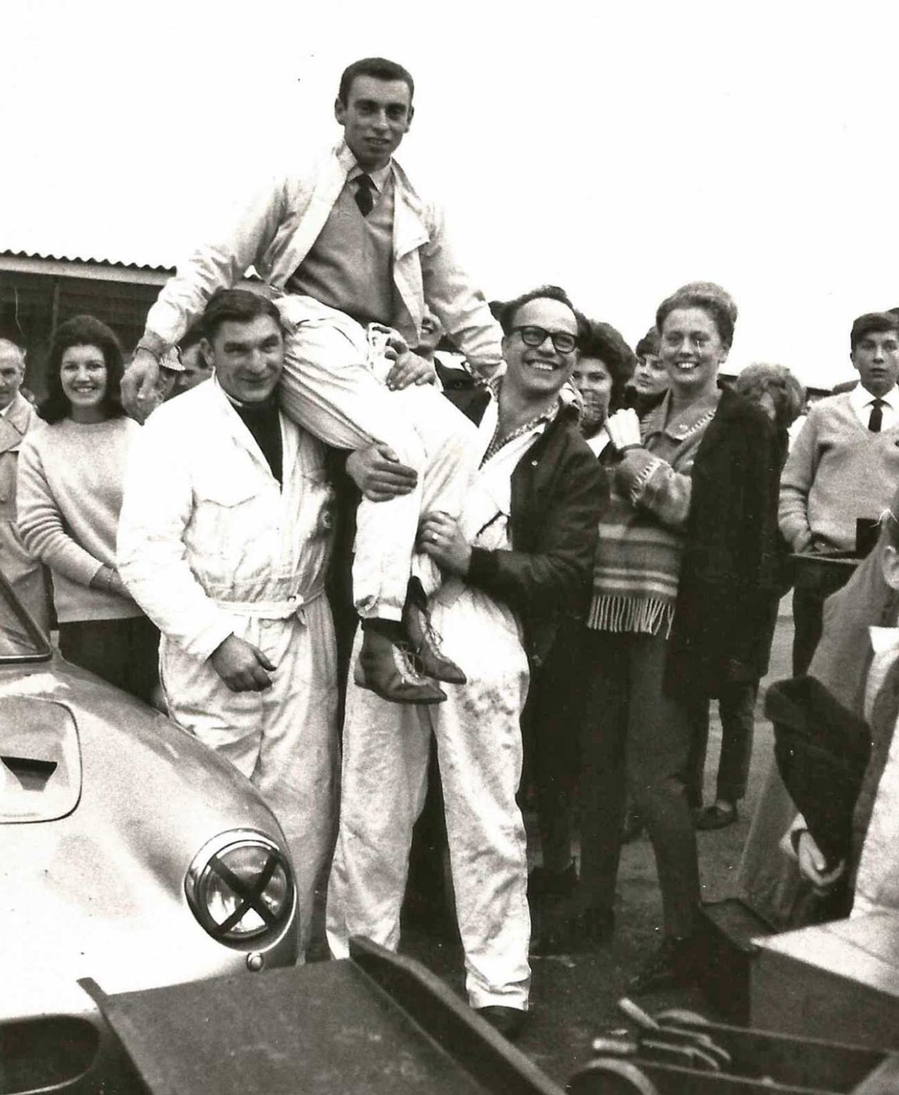 NMM Roger Nathan lecture - Roger Nathan after winning at Brands Hatch 1963