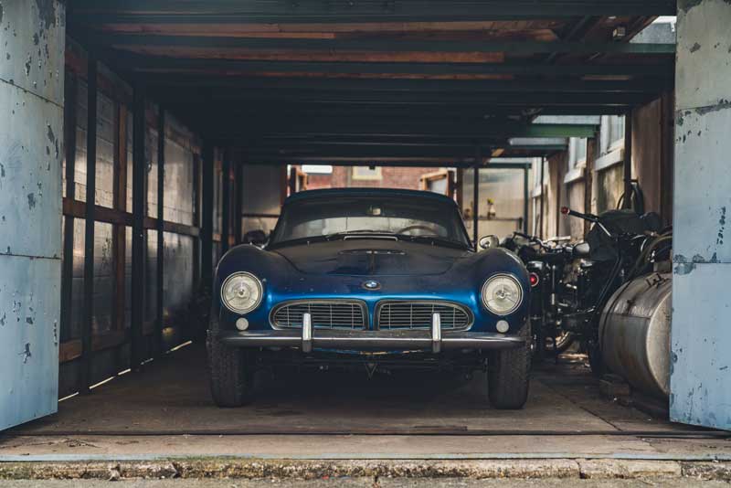 Barn Stored For 43 Years This BMW 507 Roadster Makes $2,315,000 USD At Auction - 1957 BMW 507 Series II Roadster in Garage